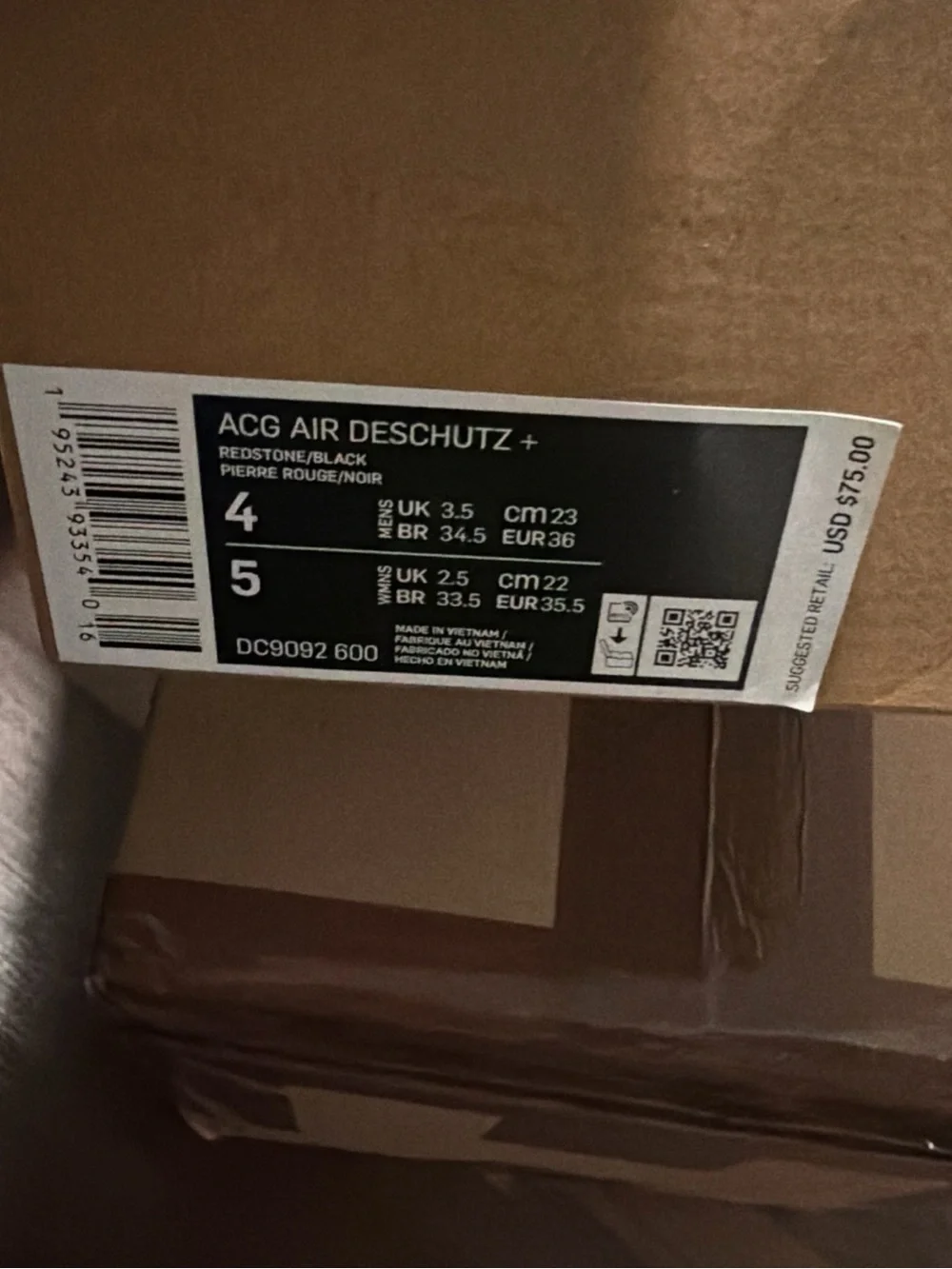 Size 4- Nike ACG Air Deschutz + Redstone